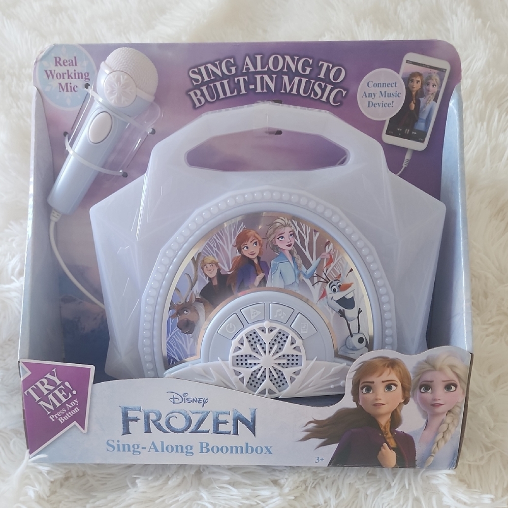 💥New Disney Frozen Sing-Along Boombox with Microphone - White and Purple - Picture 2 of 6